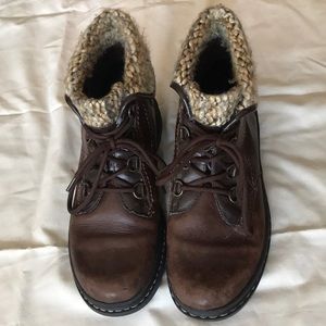 EarthSpirit Lace up leather boots with wool cuff